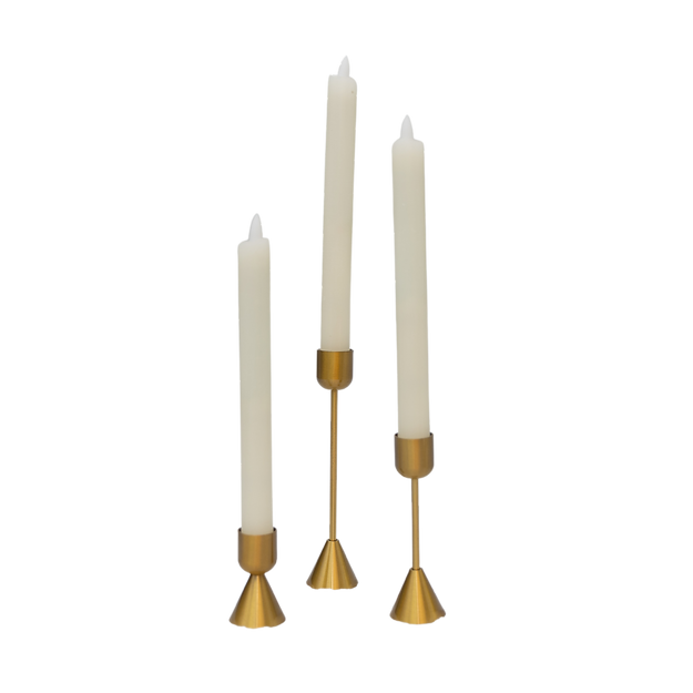Gold Tapered Cone Candle Holders