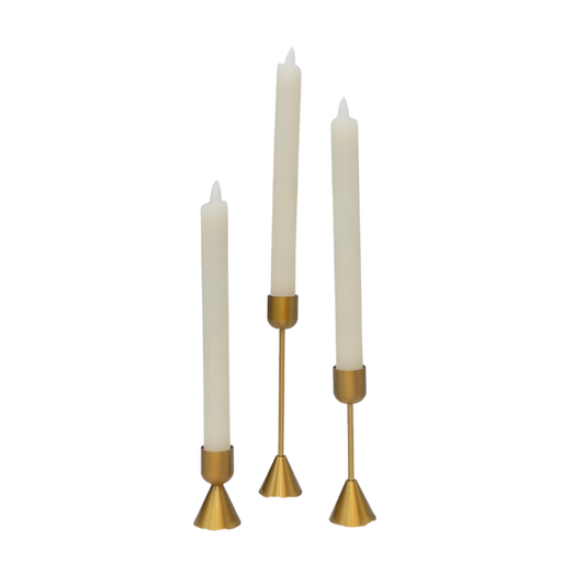 Gold Tapered Cone Candle Holders