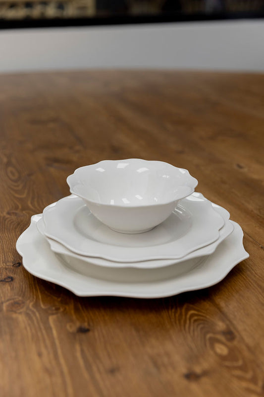 White Scalloped Dinnerware Set