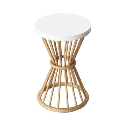 Rattan White Side Table
