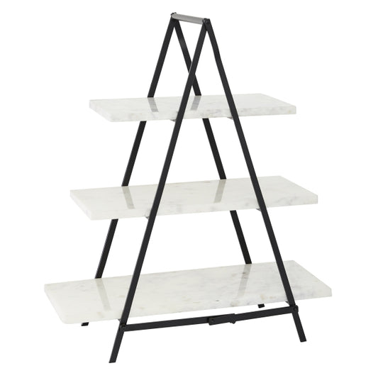 White Marble Pyramid 3 Tier Cake Stand