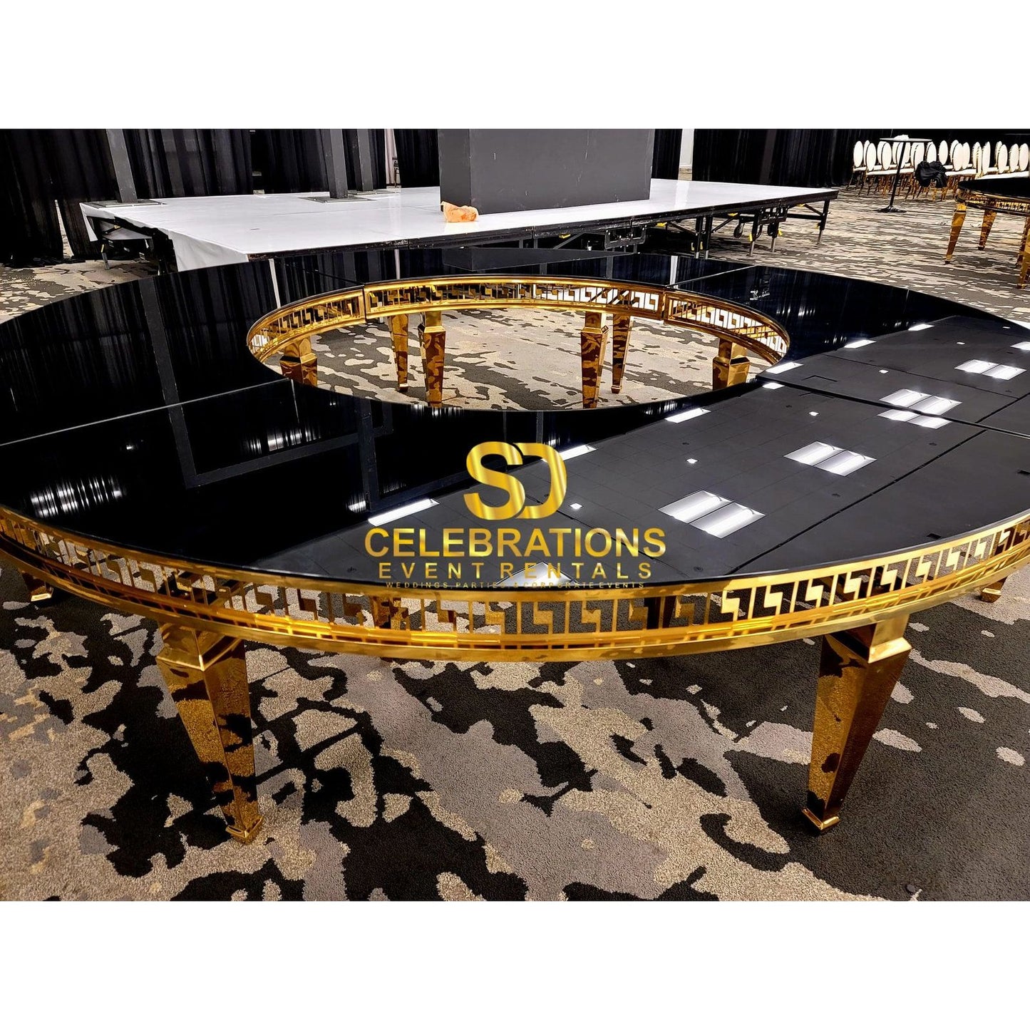 Luxury Full Donut Round Black Mirror Table