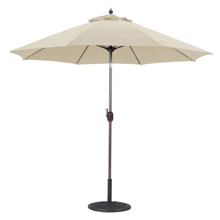 Beige – 9 ft. Aluminum Tilt Umbrella with Base