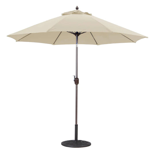 Beige – 9 ft. Aluminum Tilt Umbrella with Base