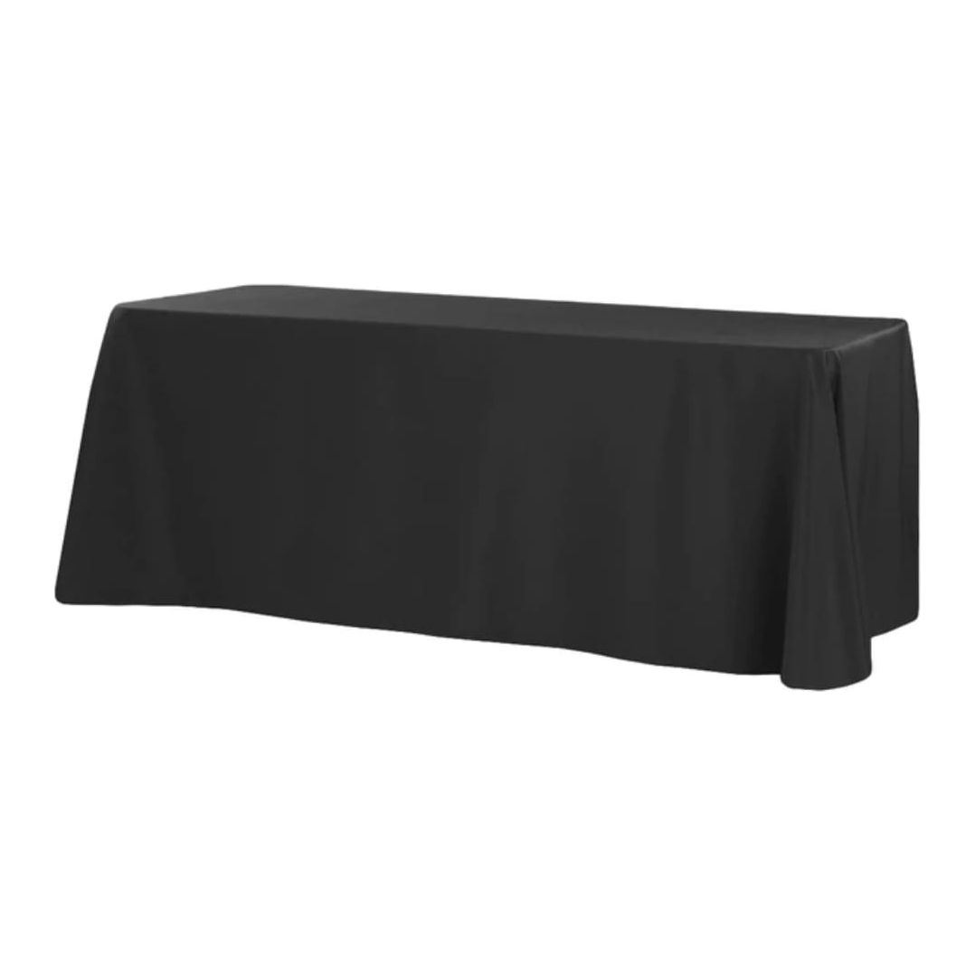 90'' x 132'' Rectangular Polyester Tablecloth – Black