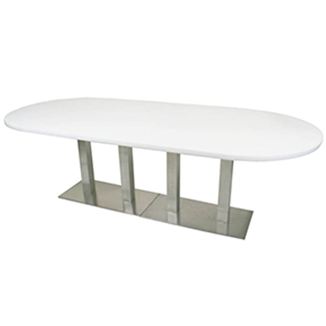 Oval Conference Table Steel Base - White