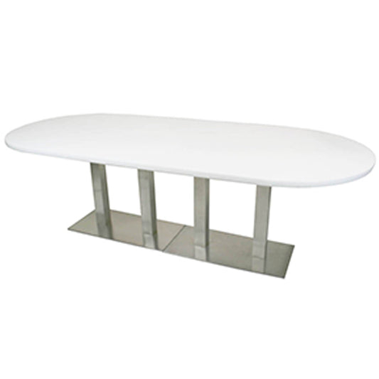 Oval Conference Table Steel Base - White