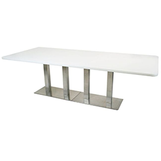 Rectangular Conf Table Steel Base - White