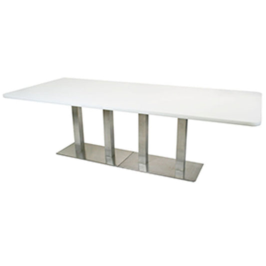 Rectangular Conf Table Steel Base - White