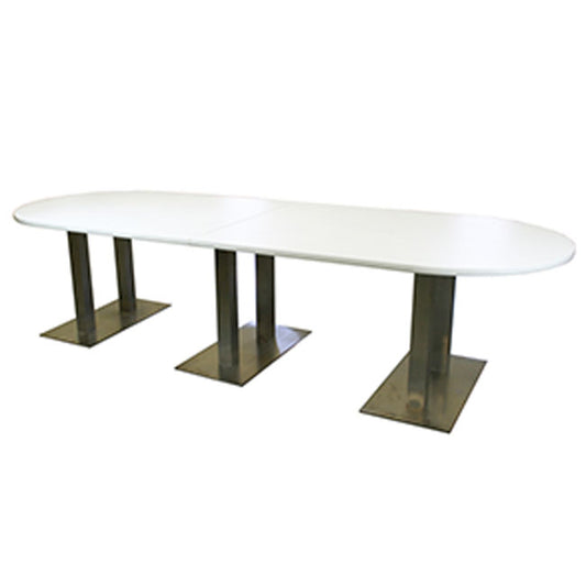 Oval Conference Table with Steel Base - White 2
