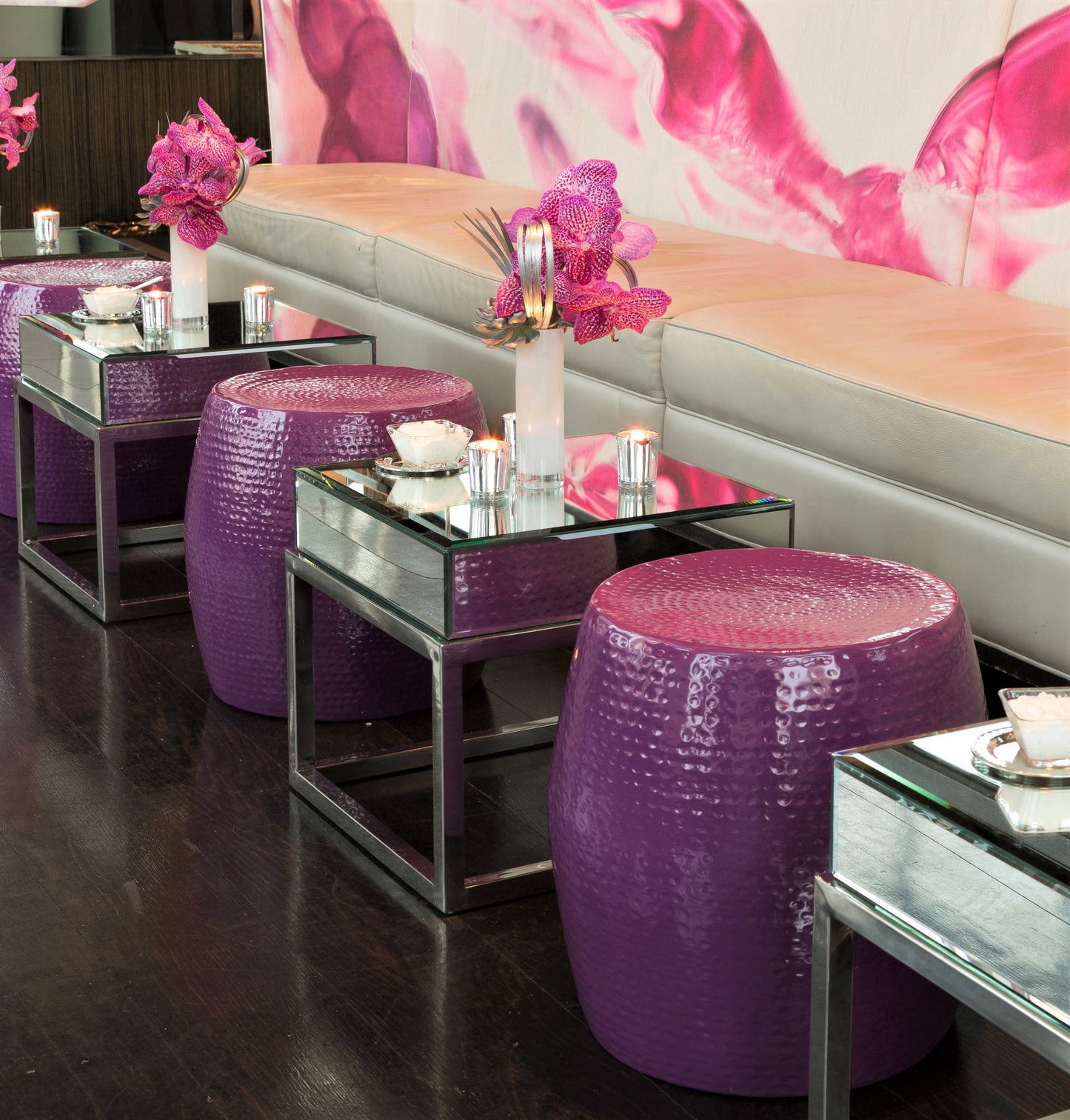 Pop Hammered Stool/Side Table Purple