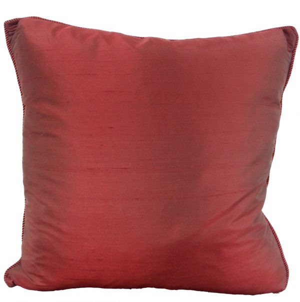 Cranberry Silk Pillow With Piping