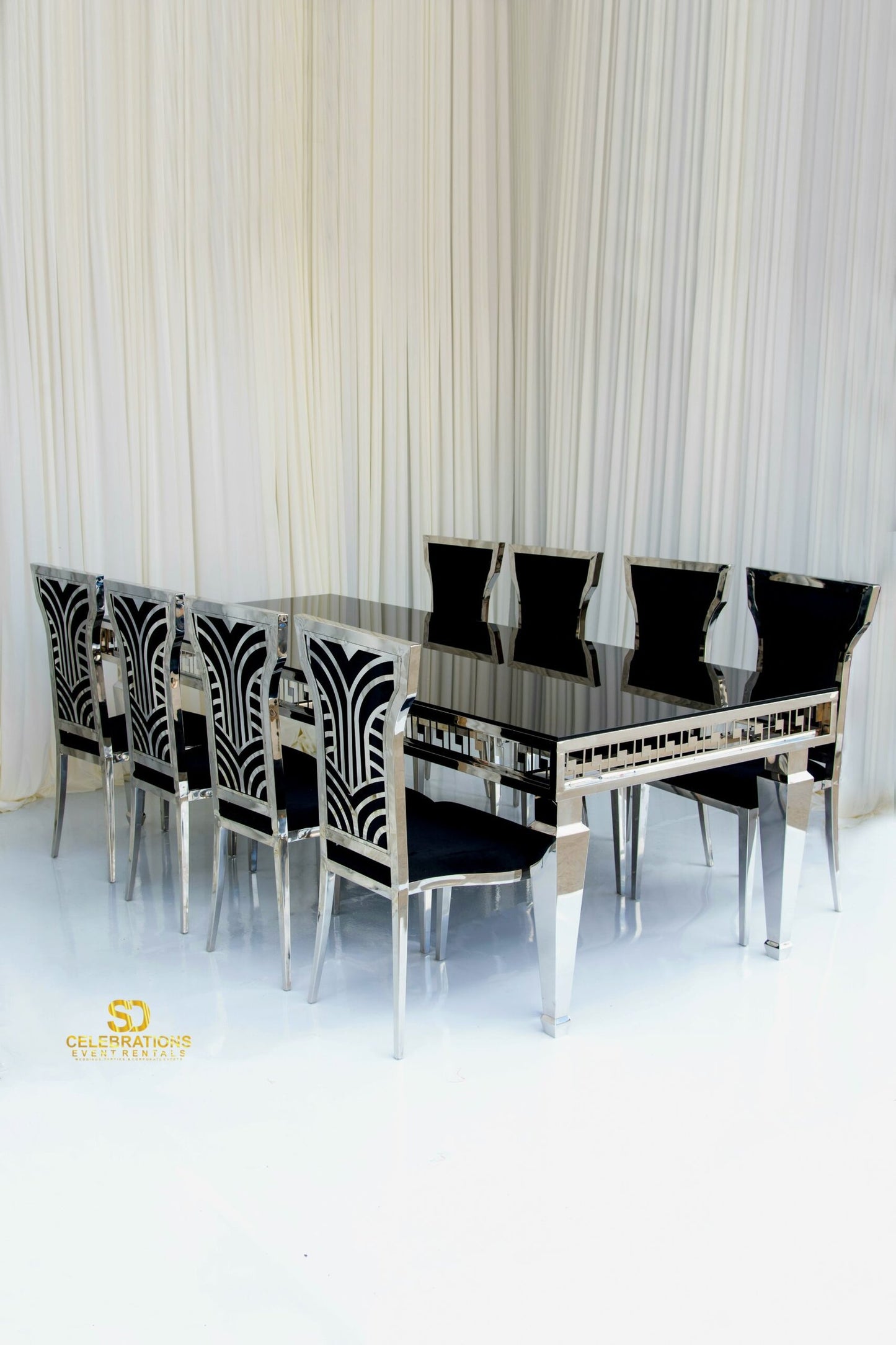 Legacy Silver Chair Black Velvet