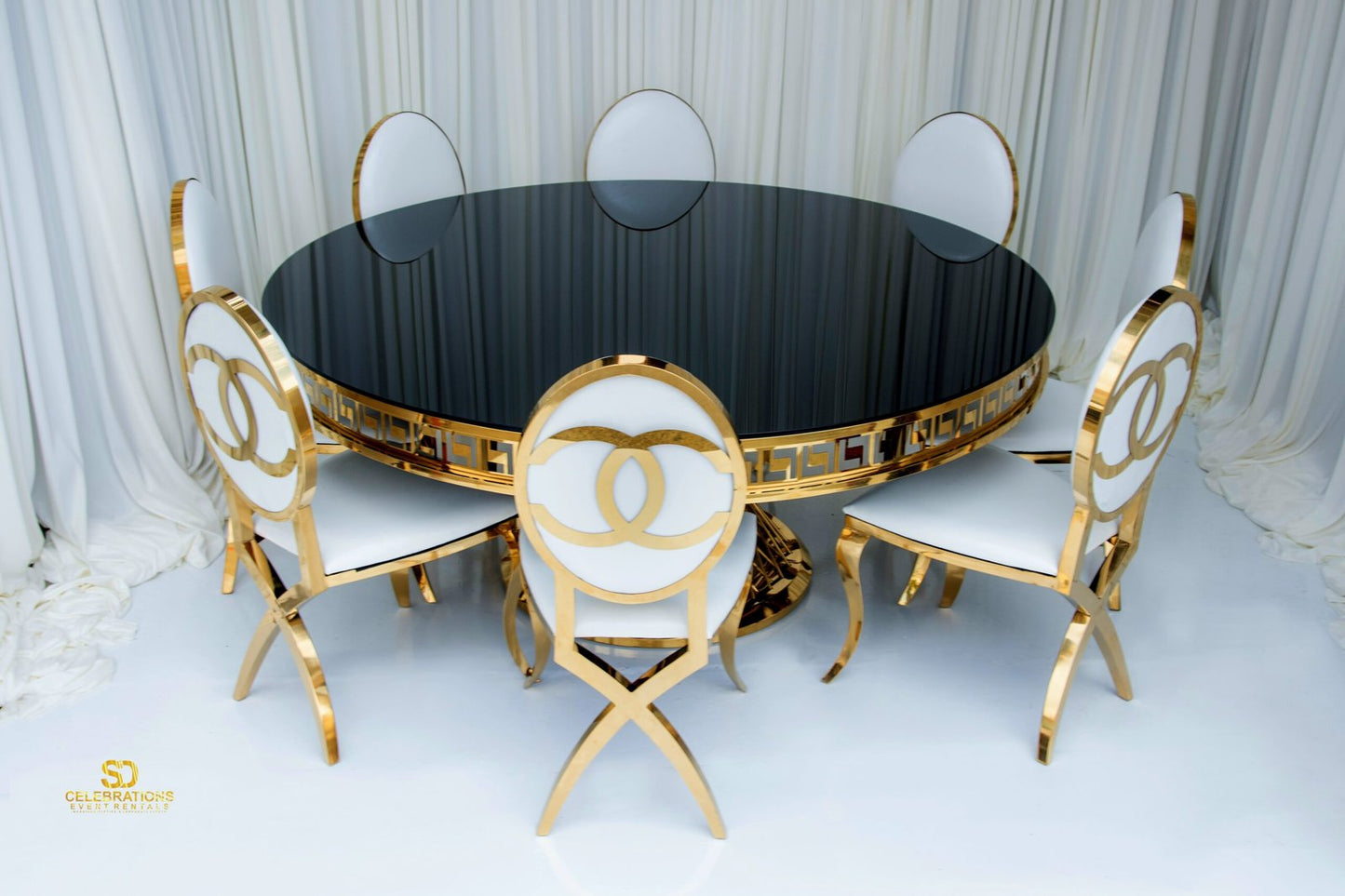 Chanel Gold And White Chairs