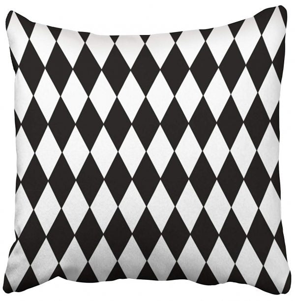 Harlequin Black And White Pillow