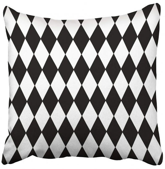 Harlequin Black And White Pillow