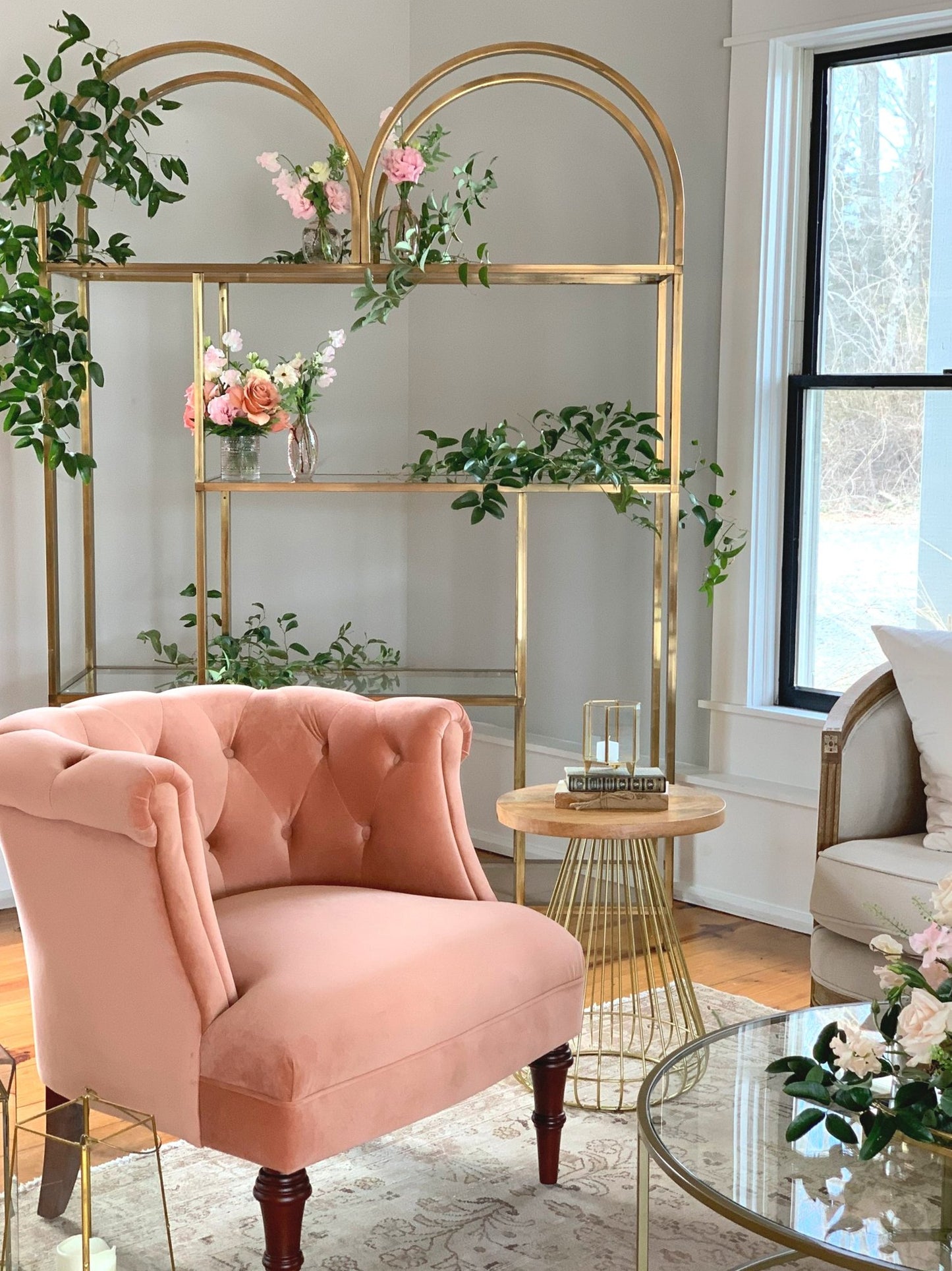 Gold + Wood Top Side Tables