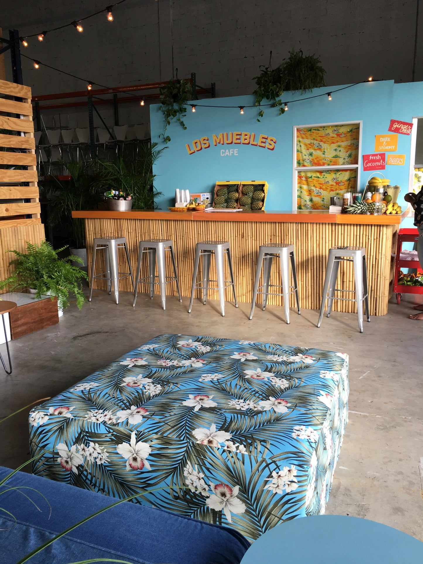 Big Square Ottoman - Tropical Slate