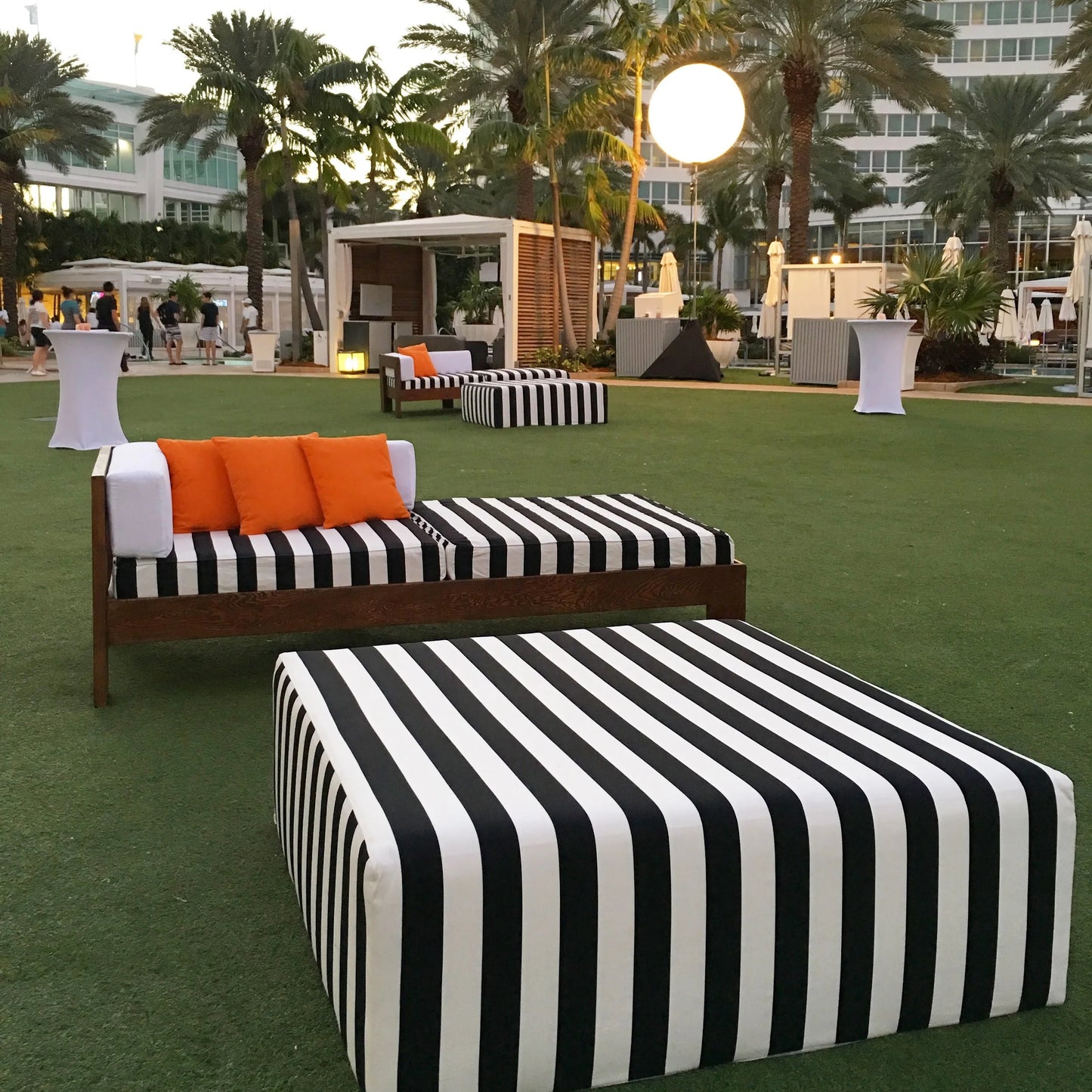 Big Square Ottoman - Stripes