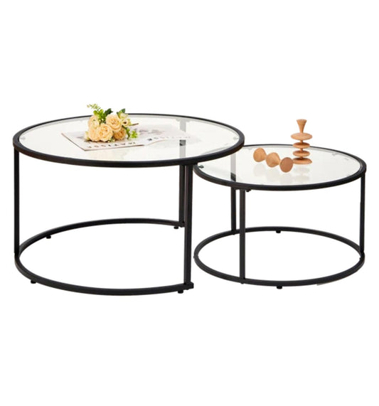 Black + Glass Nesting Coffee Tables