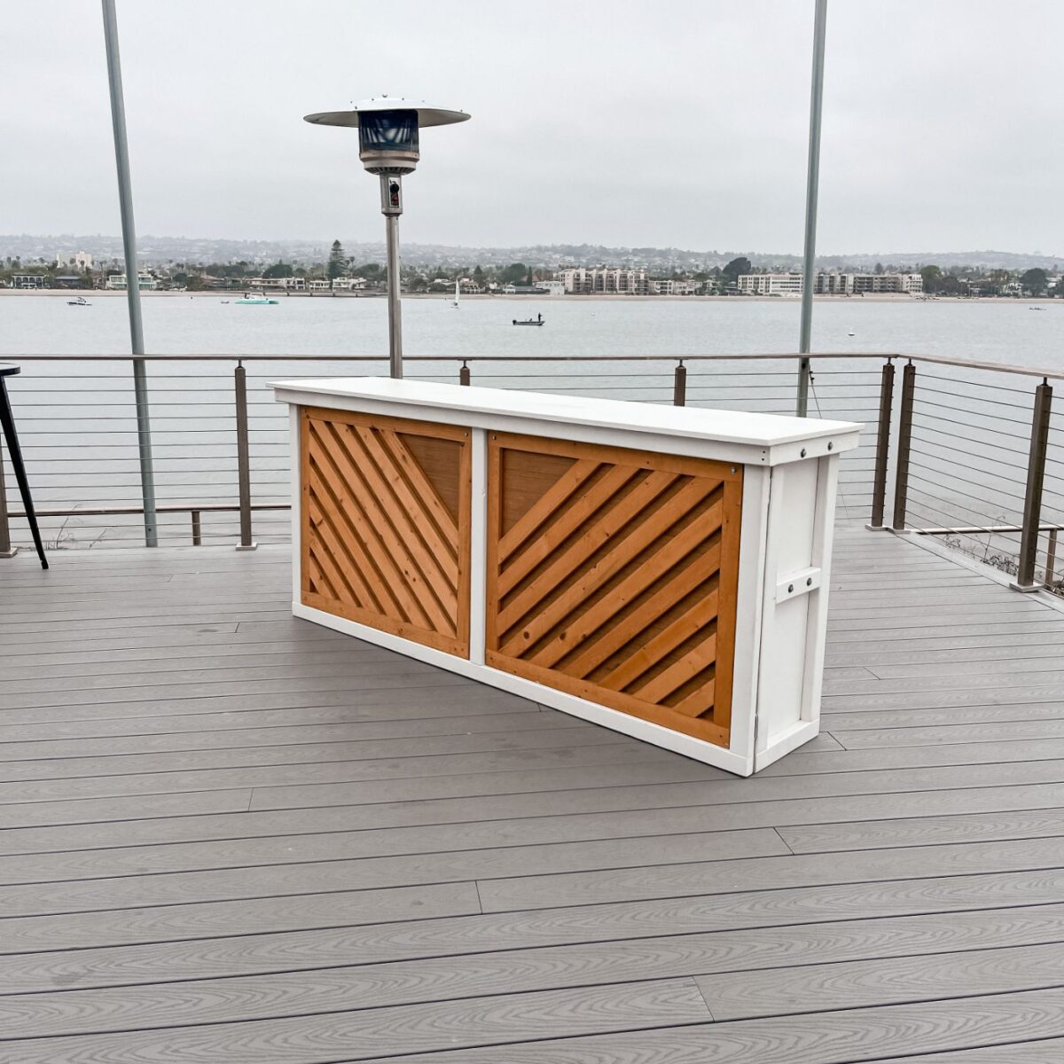 8' White Slatted Bar