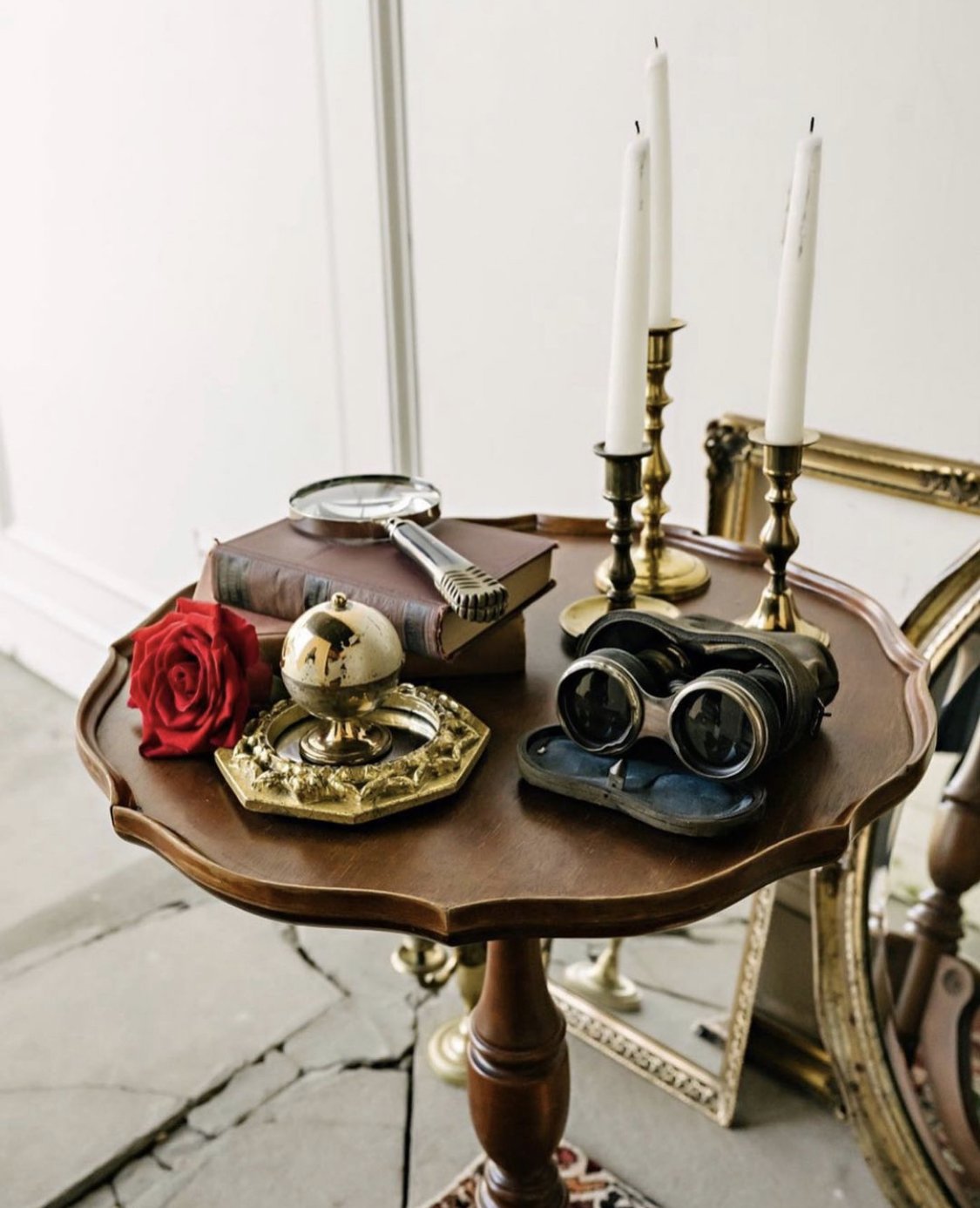 Dark Wood Pie Side Table