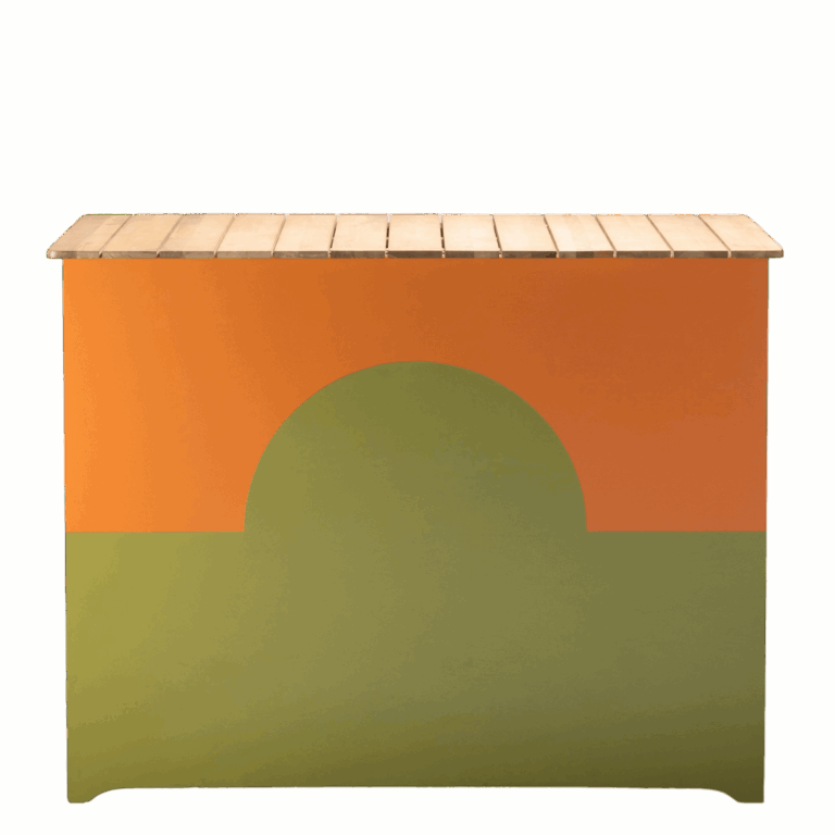 Wood Slat Bar - Orange / Green