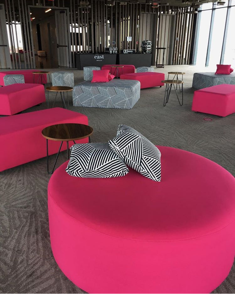 4' Round Ottoman - Hot Pink