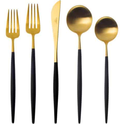 Luna Gold & Black Flatware Collection