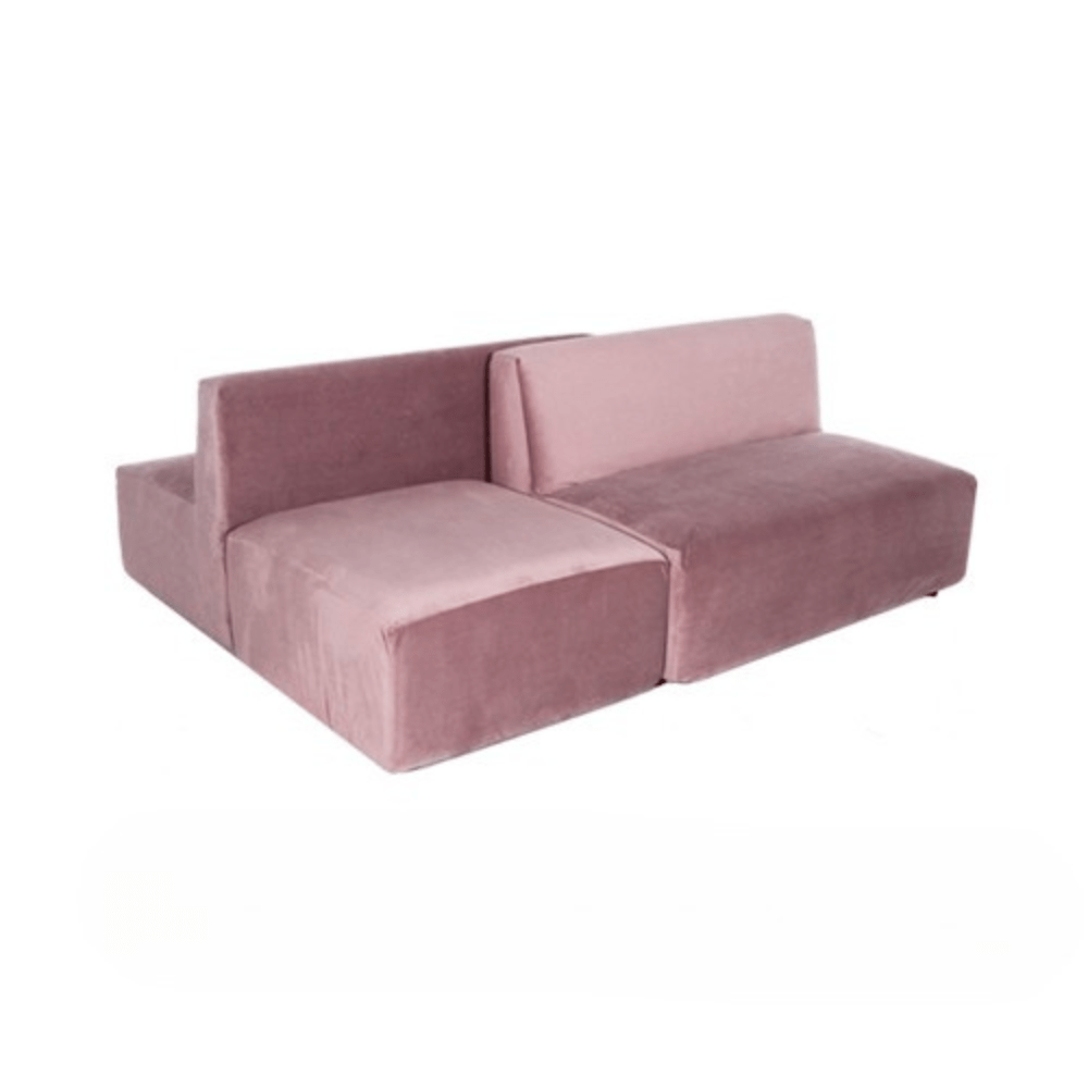 Mini Armless Island Bench - Blush Pink Velvet