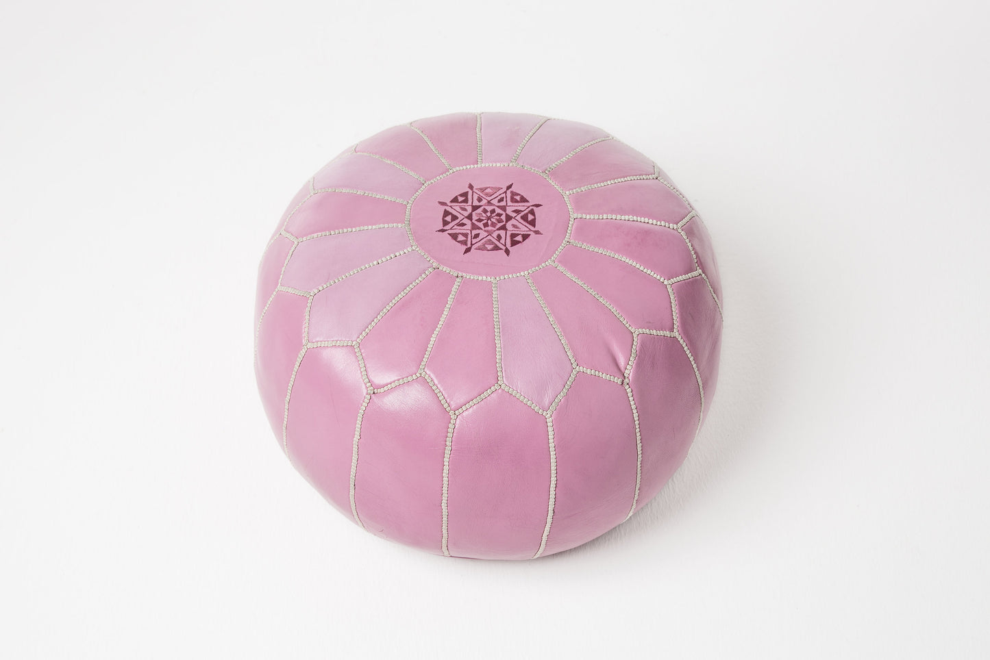 Magenta Moroccan Pouf (white stitching)