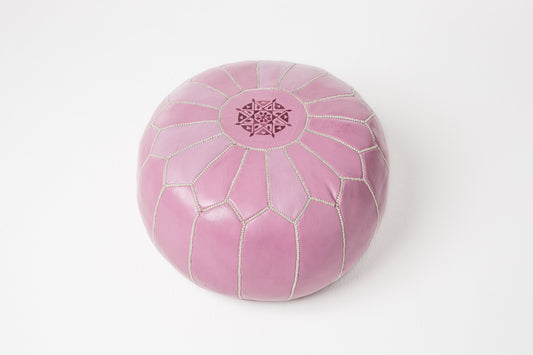 Magenta Moroccan Pouf (white stitching)