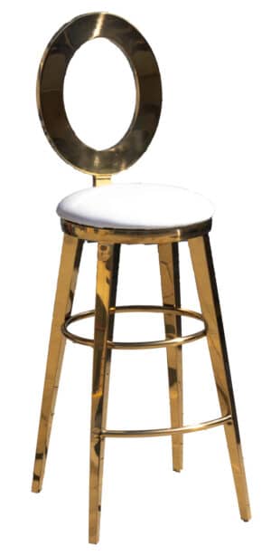 Gold Oracle Barstool White Vinyl