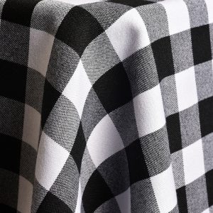 Polyester Black & White Check Linen