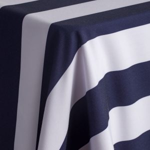 Polyester Navy & White Stripe Linen