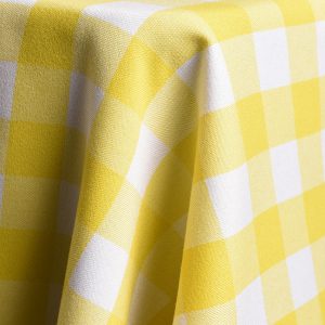 Polyester Yellow & White Check Linen