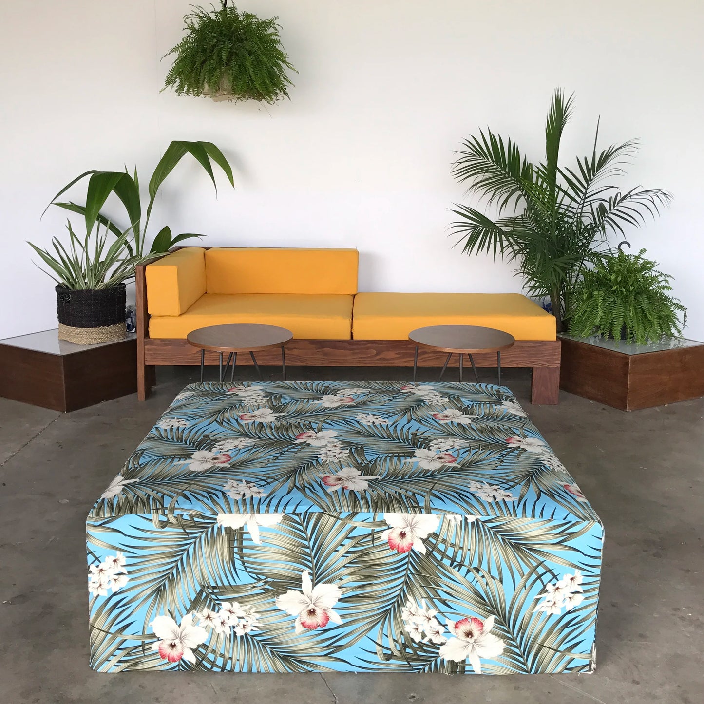 Big Square Ottoman - Tropical Slate