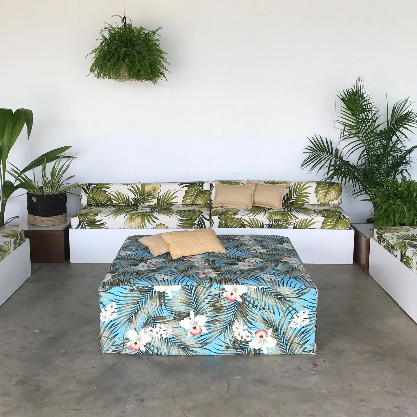 Big Square Ottoman - Tropical Slate