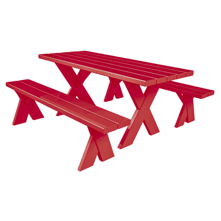 6 ft. Red Picnic Table with Benches