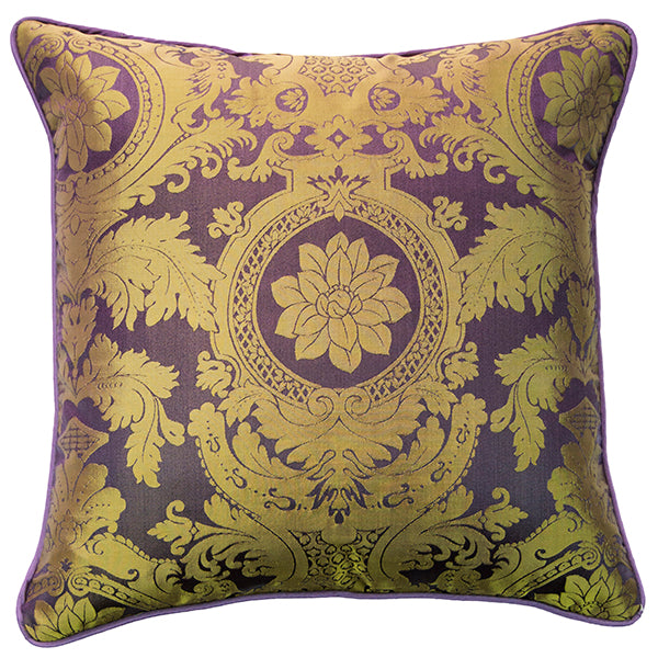 Renaissance Damask Pillow – Purple/Gold