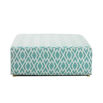 Big Square Ottoman - Aqua Diamond