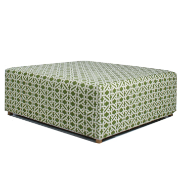 Big Square Ottoman - Tangled Green