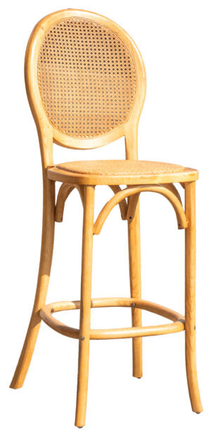 Roussillon Natural Oak Bar Stool With Rattan Seat