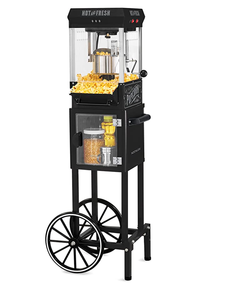 Black Retro Popcorn Machine