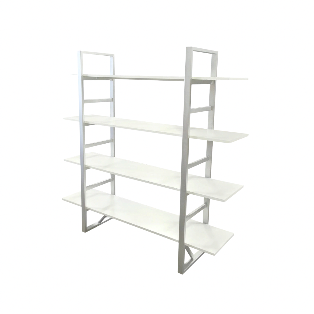 Edison Back Bar Silver – White Shelves