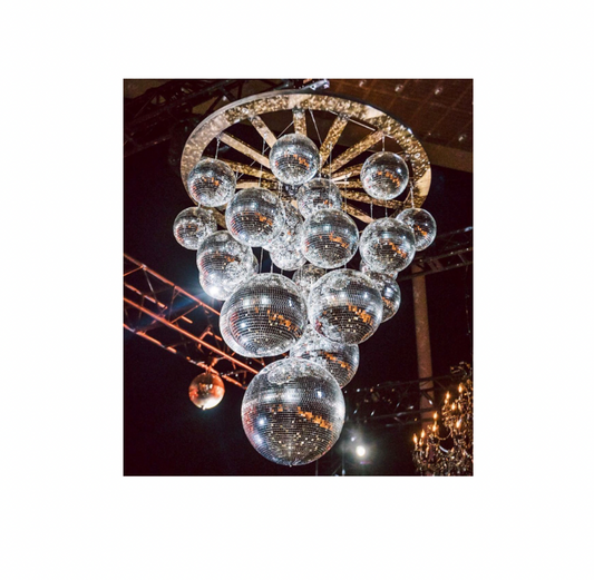 Disco Ball & Wagon Wheel Chandelier