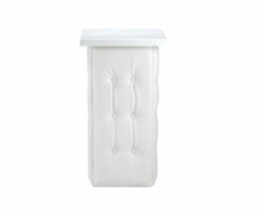 Button Tufted Cocktail Table – White Leather