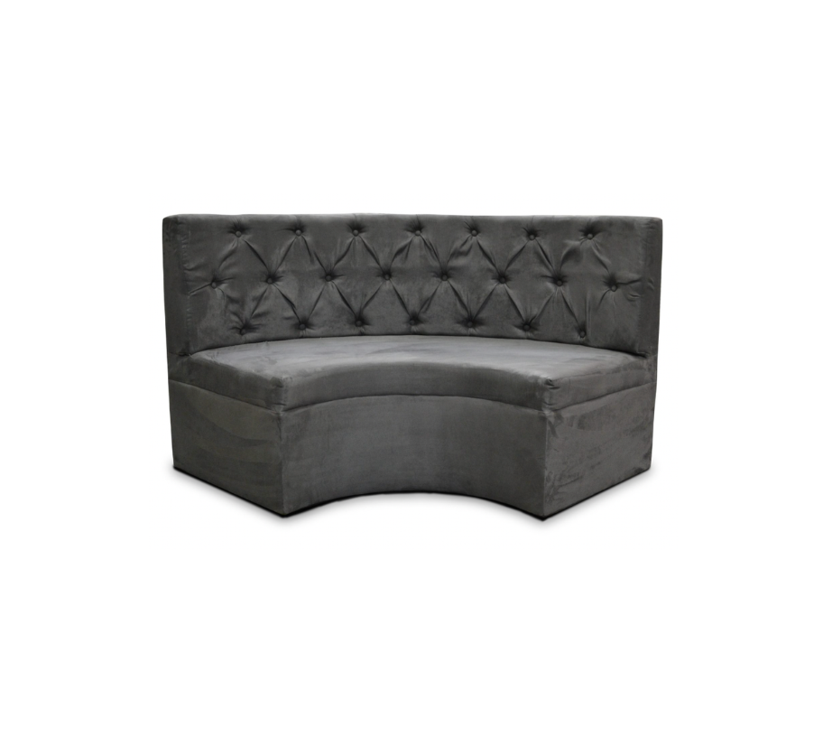 Curved 5′ Tufted Booth – Charcoal Suede