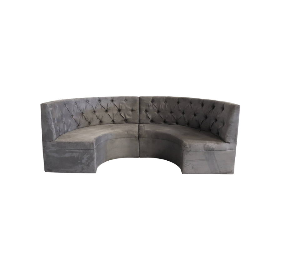 Curved 10′ Tufted Booth – Charcoal Suede