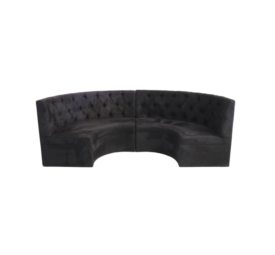 Onyx Curved 10′ Tufted Booth – Black Suede